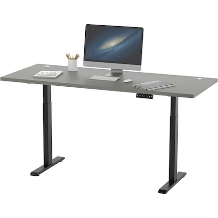 Lift It, 72x24 Electric Sit Stand Desk, 4 Memory/1 USB LED Control, Grey Strand Top, Black Base